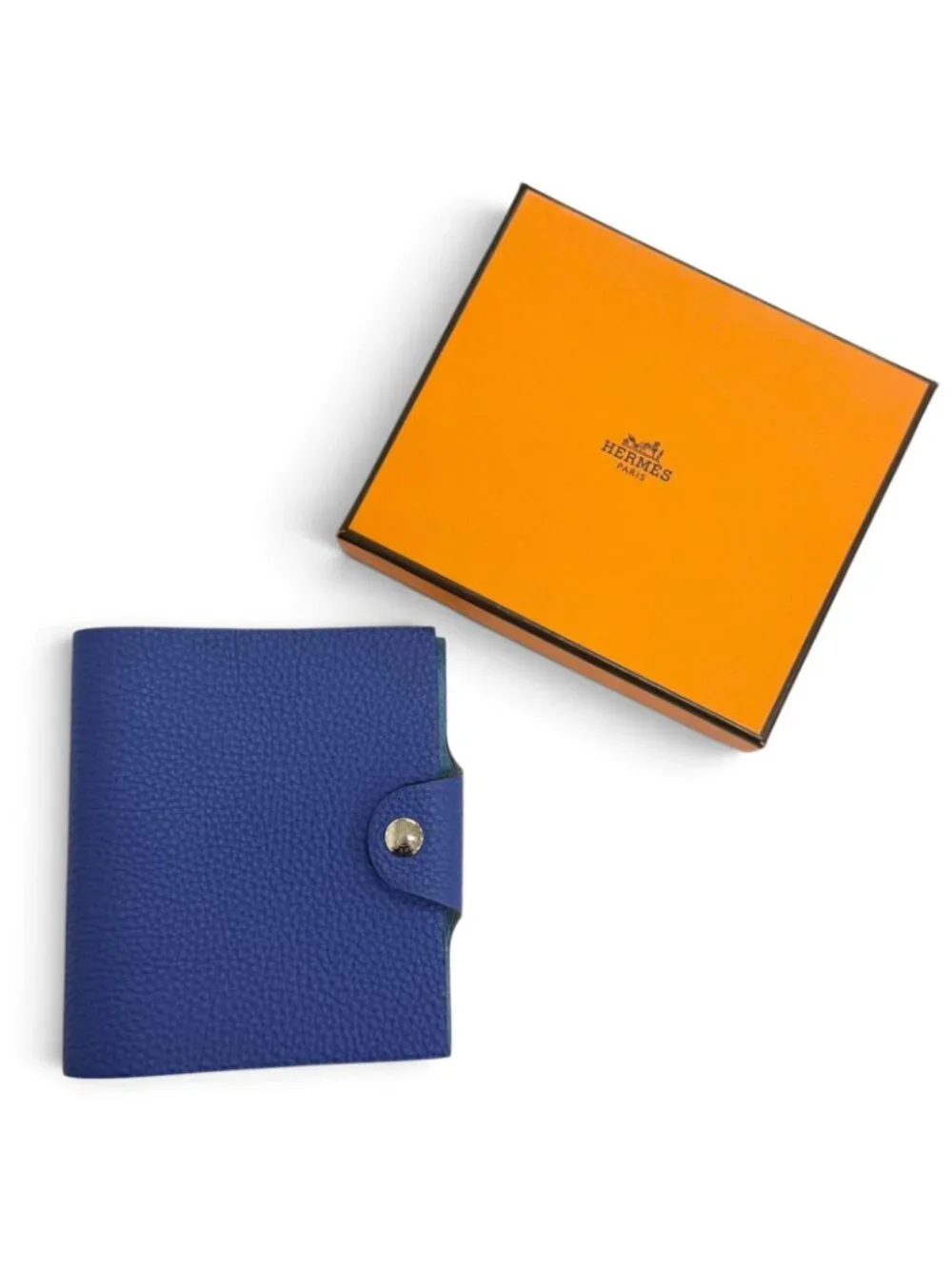 Hermes Ulysse Mini Note Cover Togo Blue Brighton Clou de Selle Snap Button